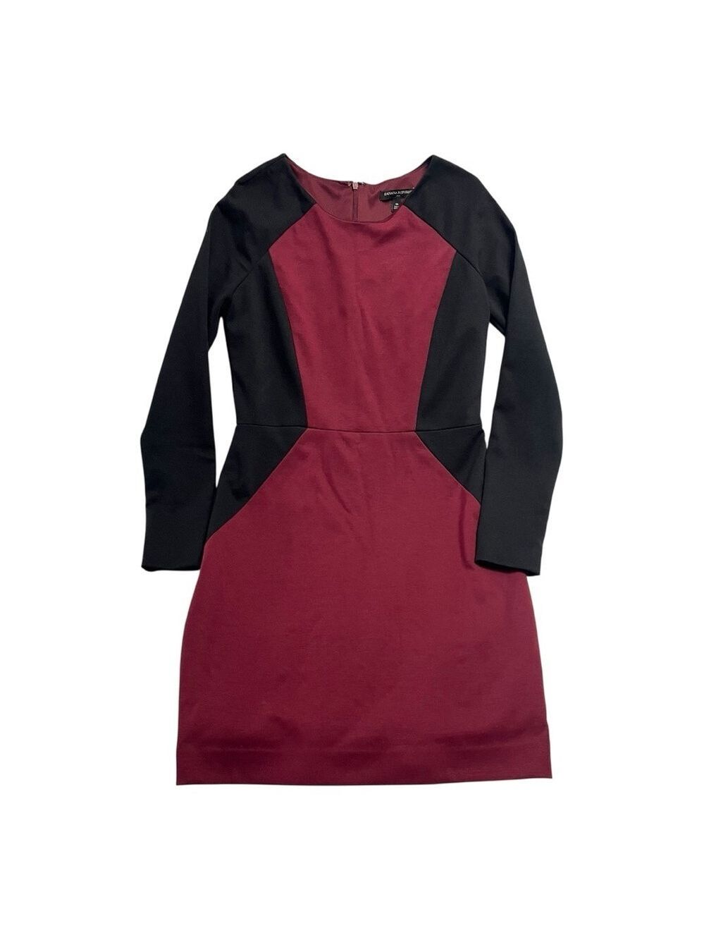 Banana Republic Burgundy & Black Colorblock Ponte Sheath Dress